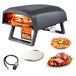 Avilia Pizzaoven met 360 graden draaiplaat, 64 x 44 x 31,5 cm, van robuust roestvrij staal met dubbele brander 4000 W, draagtas met afsluitbare poten en gasregelaar van 1 m