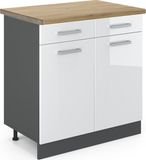 Vicco R-Line Meuble bas de cuisine – 80 cm, WB Chêne Blanc Laqué brillant