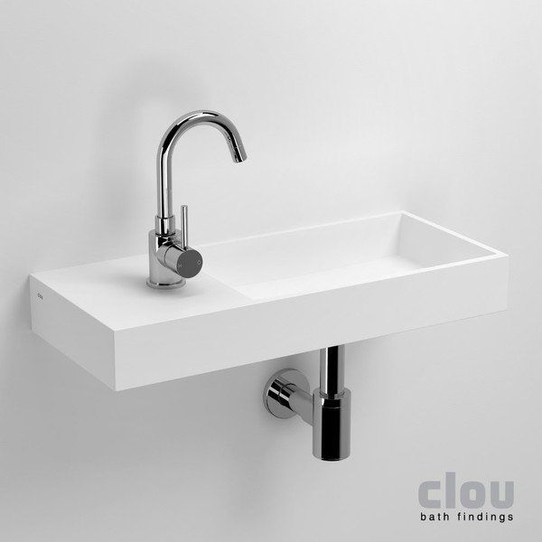 Clou Fontein Mini Wash Me Plus Rechthoek 56x24x8cm Aluite Wit 1 Voorbewerkte Kraangat Links