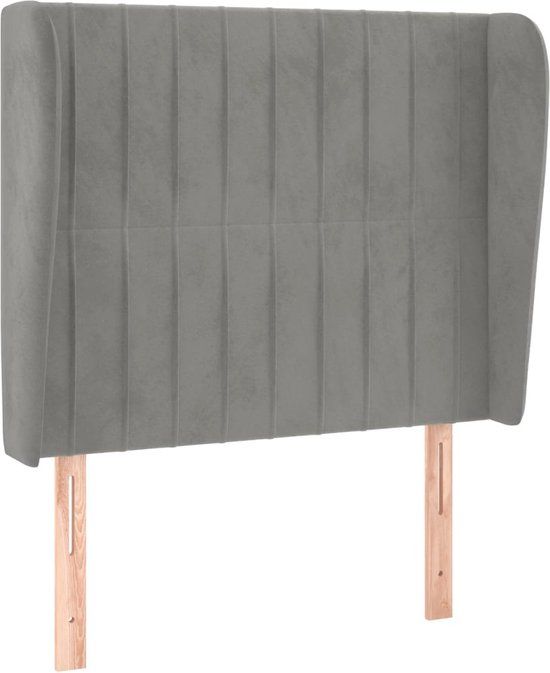vidaXL Hoofdbord met randen 103x23x118/128 cm fluweel lichtgrijs