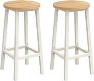 VASAGLE Barkrukken, 2-delige set, barstoelen, keukenstoelen met metalen frame, met voetensteun, zithoogte 65 cm, eikenbeige-wit
