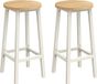 VASAGLE Barkrukken, 2-delige set, barstoelen, keukenstoelen met metalen frame, met voetensteun, zithoogte 65 cm, eikenbeige-wit