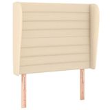 VidaXL Hoofdbord met randen 83x23x118/128 cm stof crèmekleurig