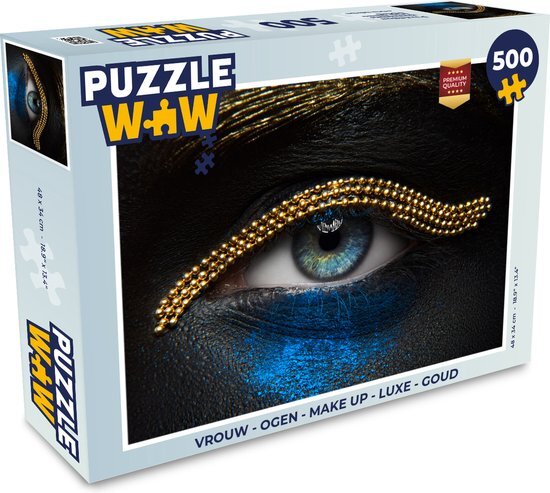 MuchoWow Puzzel Vrouw - Ogen - Make up - Luxe - Goud - Legpuzzel - Puzzel 500 stukjes - Sinterklaas cadeautjes - Sinterklaas voor grote kinderen