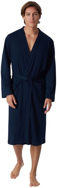 SCHIESSER Essentials peignoir - peignoir homme fine interlock bleu foncé