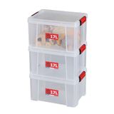 SUNDIS Clip'N Store, kunststof opbergbox met clip-on deksel, 17L, set van 3