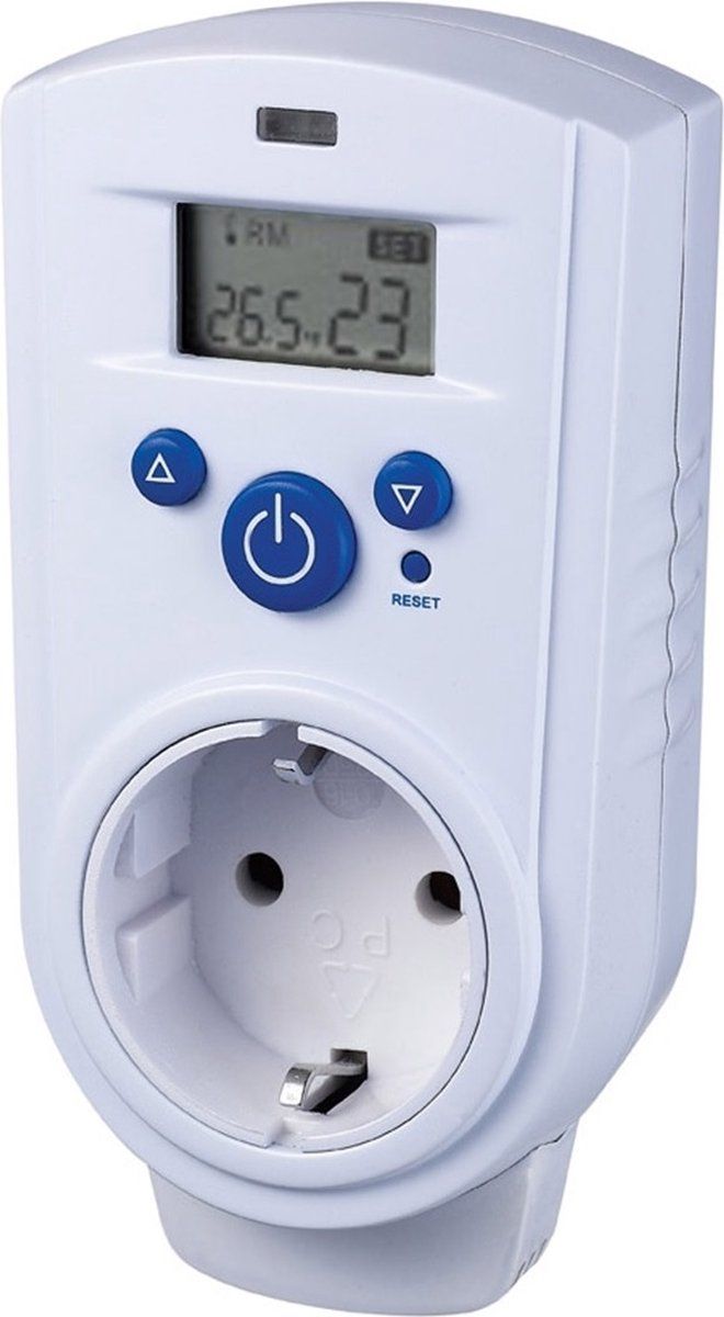 ChiliTec Stopcontact Plug-in Thermostaat 5-30°C St-35 - Digitaal - Koelen/Verwarmen - Randaarde (Niet geschikt voor België) - Wit