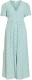 VILA Maxi jurk VIKAWA korte mouw gebloemd V-hals knopen A-lijn XL gerecycled polyester Blue Surf1 Lente/Zomer 2026 Vrouwen Volwassenen Casual