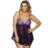 Subblime Queen Plus Size Babydoll met kant en glitter, 100 g