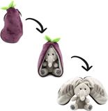 Les Déglingos Flipetz - 2-in-1 Knuffel - Velvet de Olifant / Aubergine - 13 x 10 x 24 cm