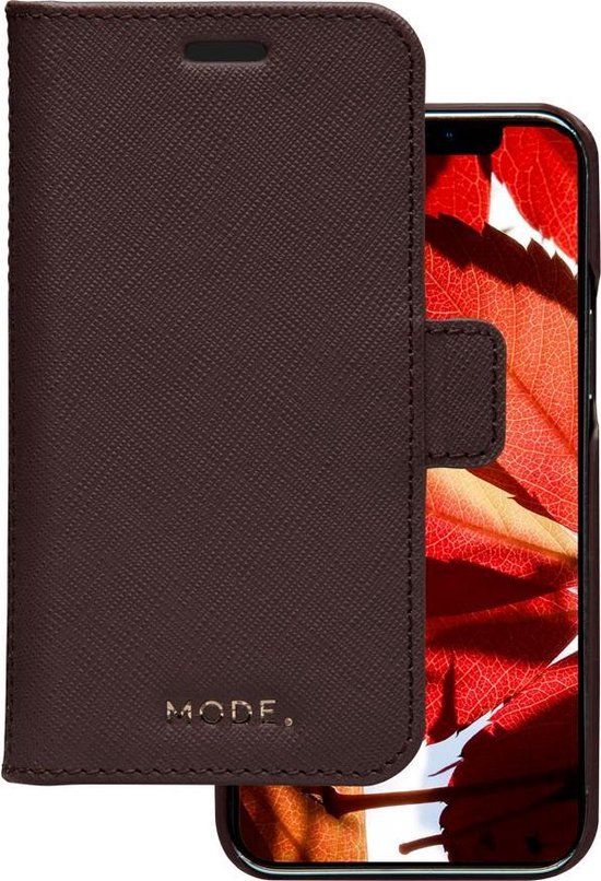 dbramante1928 iPhone 12 Mini Bookcase hoesje - Effen Donkerbruin - Leer