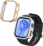 kwmobile 2x kunststof horloge rand bescherming geschikt voor Huawei Watch Fit 3 Beschermhoes - Glitter beschermhoesje zilver / roségoud