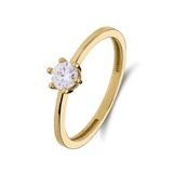 Lucardi Dames 14 karaat gouden ring met zirkonia 4mm