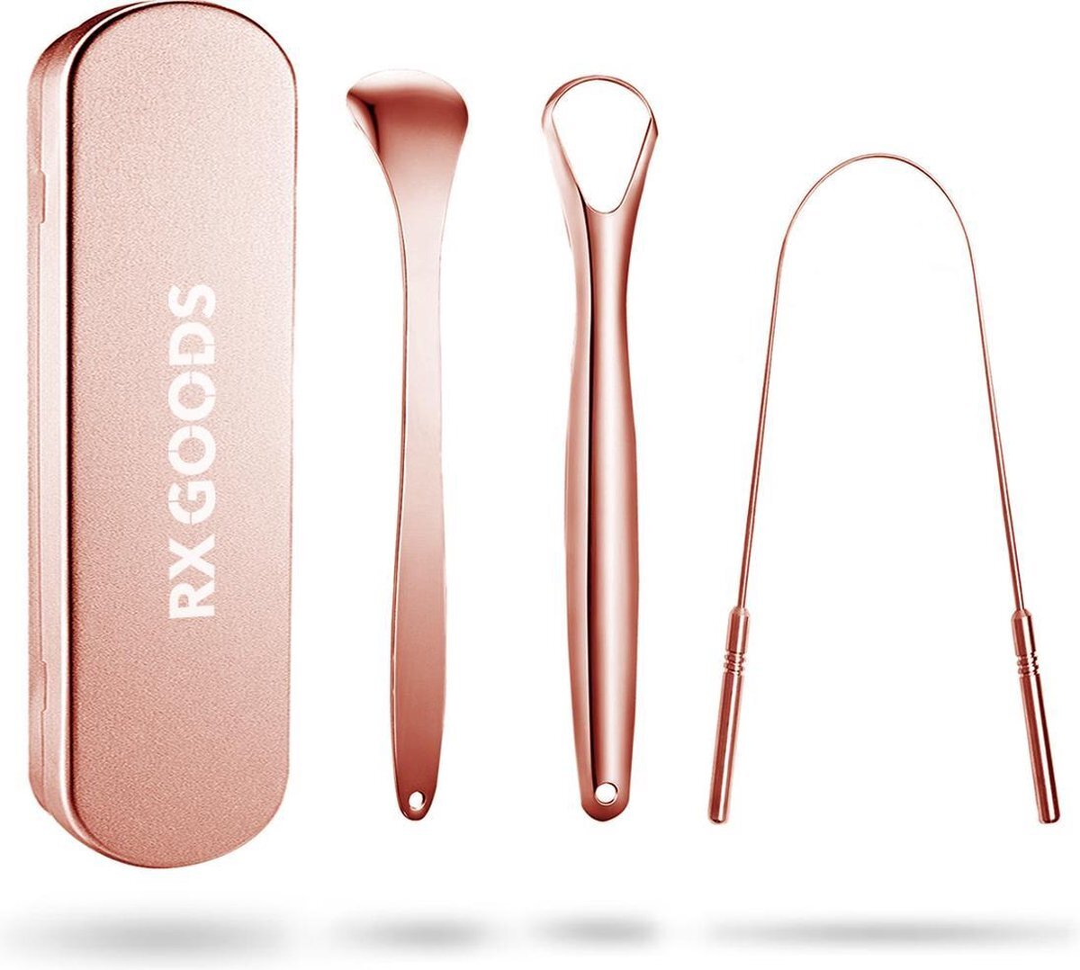 RX Goods RX Goods® Rosé Gouden RVS Tongschraper voor Mondverzorging – 4 Stuks