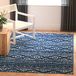 Safavieh Boho Chic TUL272 tapijt voor binnen, rechthoekig, geweven, uit de Tulum-collectie, 91 x 152 cm, voor woonkamer, slaapkamer of elk interieur, marineblauw/ivoorkleurig