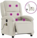 vidaXL Fauteuil de massage réglable électriquement en velours crème