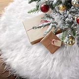 BAKAJI Kerstboomstandaard, diameter 90 cm, van zacht pluche, wit, sneeuweffect, kerstdecoratie