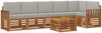 vidaXL - Hoek loungeset - 6 zitplaatsen - Naturel en lichtgrijs - Polyester