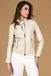 D'Arienzo Veste cuir plongé crème deux poches col mao, Taille S, Couleur Crème