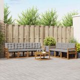 vidaXL - Bank loungeset - 7 zitplekken - Acacia hout - Naturel en lichtgrijs