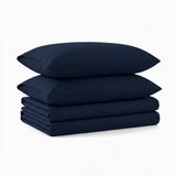 Tribeca Living Luxe massief flanel diepe zak blad set, donkerblauw, koning