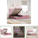 Vidaxl Rangement sous lit - Cadre de lit ottoman avec matelas rose 200x200 cm velours