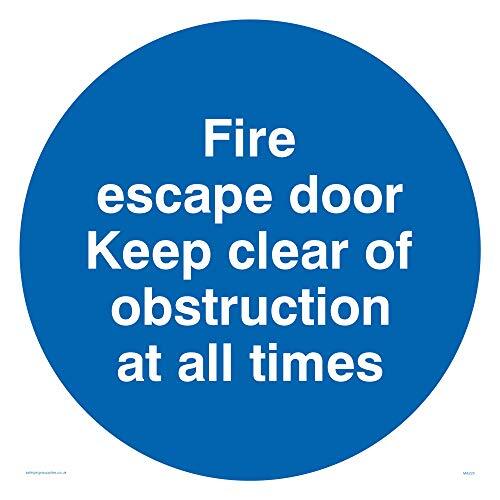 Viking Signs Viking Signs MA225-S40-V "Fire Escape Door Keep Clear Of Obstruction At All Times" Sign, Vinyl, 400 mm H x 400 mm W