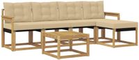 vidaXL Buiten bankenset 6 st Wit en Beige