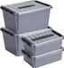 Sunware Boîtes de rangement - set de 4 pièces - 12 et 22 litres - plastique gris - avec couvercle