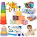 Jouet Montessori bébé 6-9-12 mois - Blocs de construction empilables - Jouet sensoriel 6-en-1