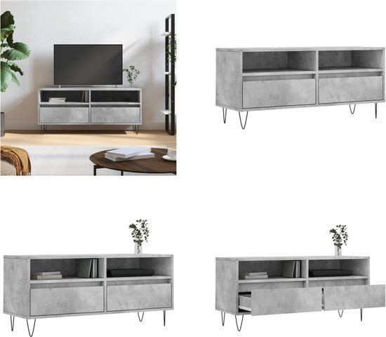 vidaXL Tv-meubel 100x34,5x44,5 cm bewerkt hout betongrijs