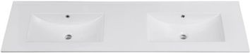 Saniclass Vygo Meubelwastafel - 161.5x46x2cm - 2 wasbakken - 0 kraangaten - Keramiek - Glans wit