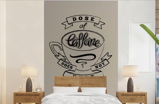 Nr1Wallpaper Behang - Fotobehang Koffie - Spreuken - Retro - Krijtbord - Breedte 225 cm x hoogte 350 cm