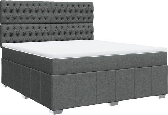 vidaXL Boxspring met matras stof donkergrijs 180x200 cm
