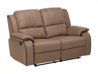 Vente-unique HERNANI Driezits, tweezits relaxbank en relaxfauteuil van microvezel - Taupe