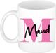 Bellatio Decorations Naam mok Maud - roze - wit - keramiek - 300 ml - cadeau beker