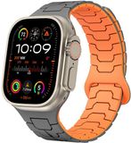 By Qubix - Dragon Scale Silicone Band - Grey with Orange - Compatible with Apple Watch 44mm / 45mm / 46mm / 49mm