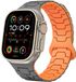 By Qubix - Dragon Scale Silicone Band - Grey with Orange - Compatible with Apple Watch 44mm / 45mm / 46mm / 49mm