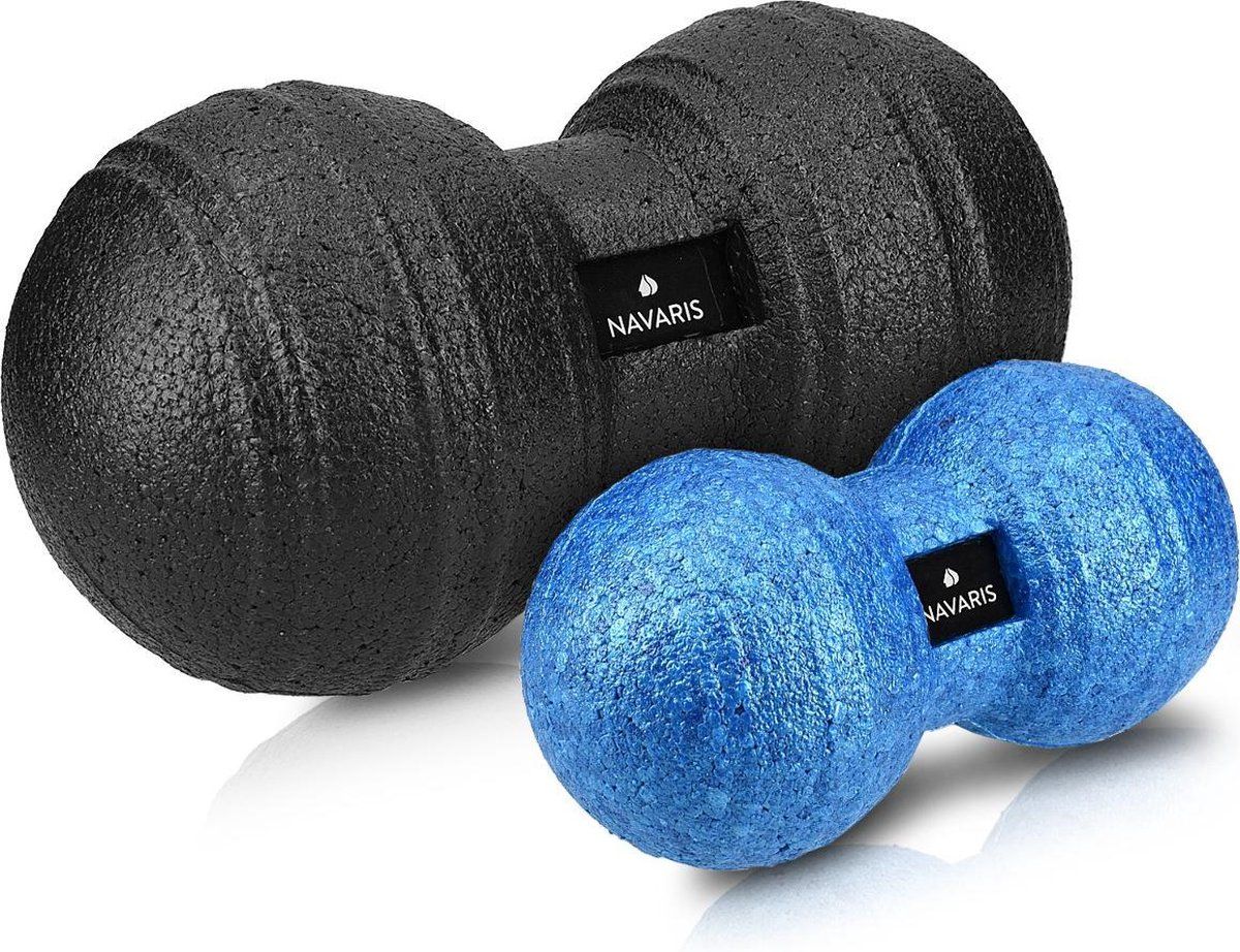Navaris 2x peanut duo massage ball - In twee maten - Bal voor zelfmassage - Triggerpoint massage - Massagebal in pindavorm - Verschillende kleuren