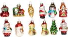 Bellatio Decorations G. Wurm Gmbh + Co. Kg Set van 12x stuks kersthangers figuurtjes van glas 5 cm - Kerstboomversiering - Kerstornamenten