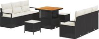vidaXL - Tuinbank - Set - 9 - st - Zwart - poly - rattan
