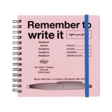 MARK'S Day's Notitieboek, vierkant, roze, 12,8 x 12,8 cm, 5 mm gestippeld, 70 pagina's, compact, met penhouder en elastiek voor kantoor, studie