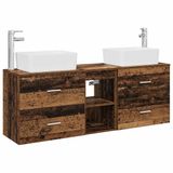vidaXL Badkamerkastenset 3 st Oud hout 136 x 35 x 80 cm Bewerkt hout
