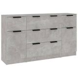 vidaXL 3-delige Dressoirset - Betongrijs Hout