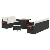 vidaXL - Banc de jardin - Set - 10 - pièces - Noir - poly - rotin