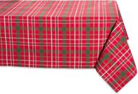 DII Tartan Holly Plaid, katoen, rood & groen, vierkant kersttafelkleed, 52 x 52 cm