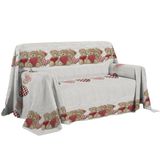PENSIERI DELICATI Bankhoes 180 x 290 cm, Gemaakt in Italië, 100% Puur Katoen Sprei, Motief: Rode Beren, Ideaal voor Zomer (Eenpersoonsbed)