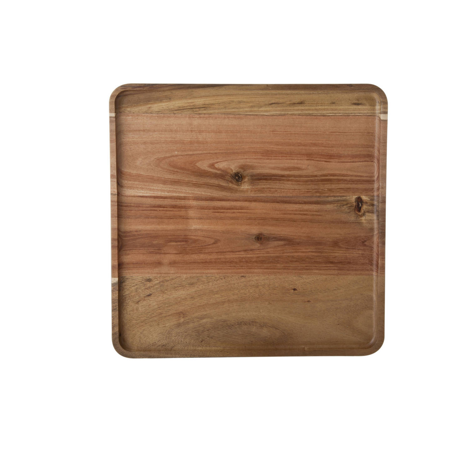 Cosy&Trendy Houten dienblad met opstaande rand 26 x 26 cm vierkant - Serveerbladen/dienbladen van hout