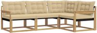 vidaXL Hoek loungeset Acacia hout Wit en Beige 4-delig
