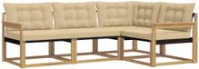 vidaXL Hoek loungeset Acacia hout Wit en Beige 4-delig